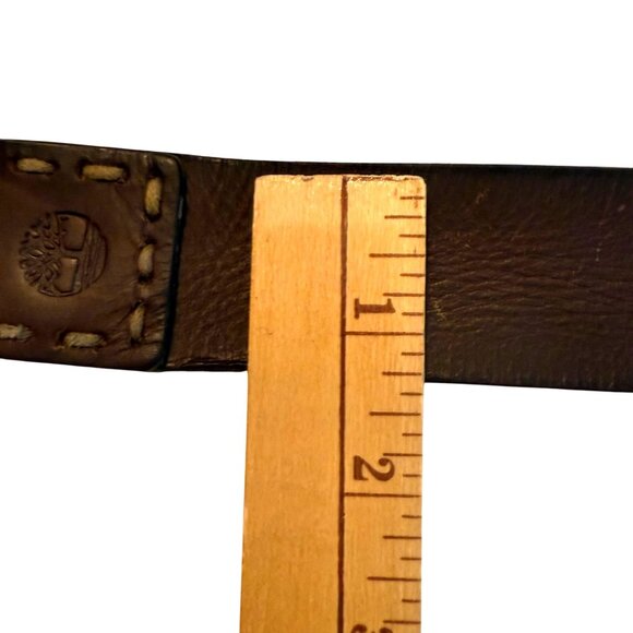 Timberland Brown Leather Belt 36 Genuine Leather Brass Buckle Durable Casual - Picture 7 of 8